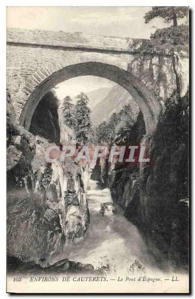 Arredores de Cauterets — O Ponte da Espanha — LL, n° 103 - Frente