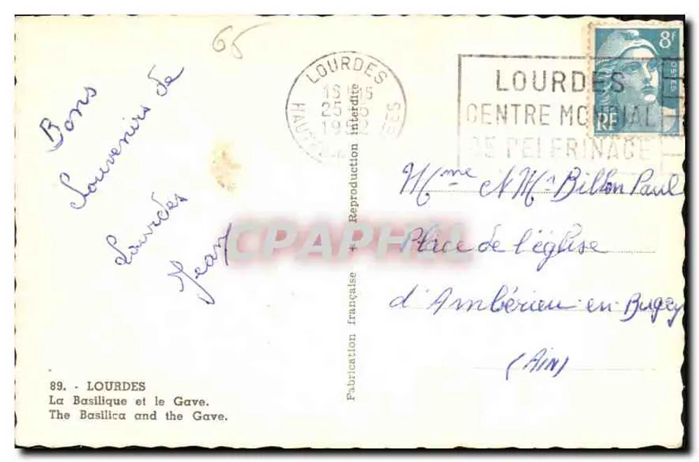 Lourdes — A Basílica e o Gave — Edição francesa n°89 - Verso