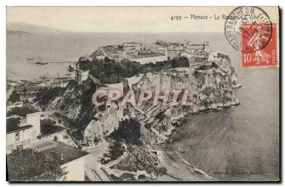 Mônaco - O Rocher - A Cidade — editor Graphephil, n° 4199 - Frente