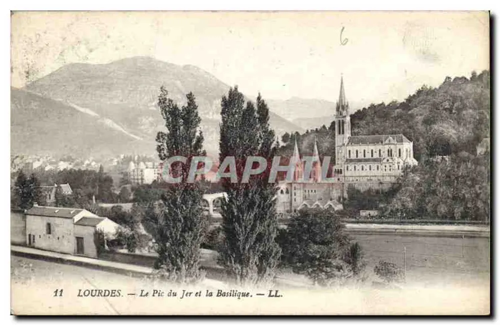 Lourdes — O Pic do Jer e a Basílica — LL. — Editor LL. — N° 11 - Frente