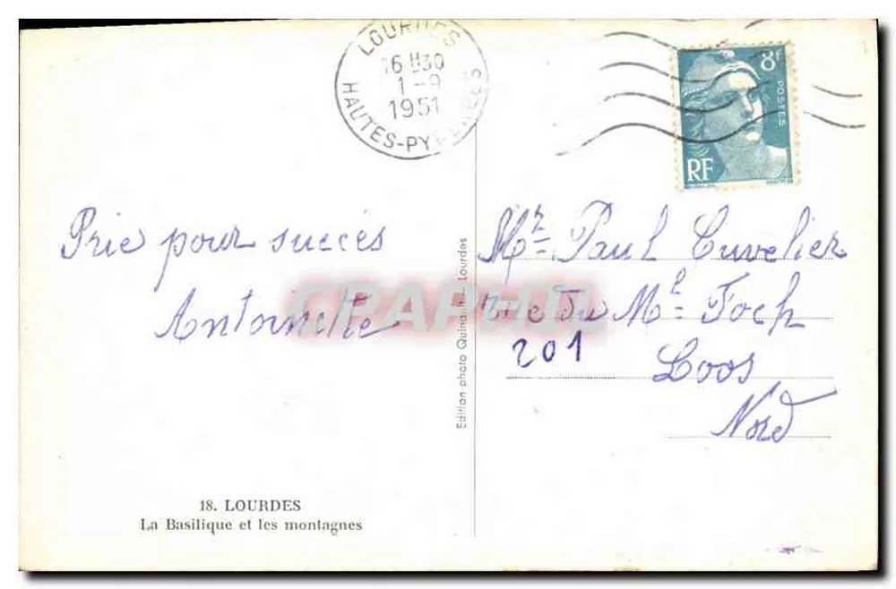 Lourdes — Die Basilika und die Berge — Fotoedition Lourdes n°18 - Rückseite