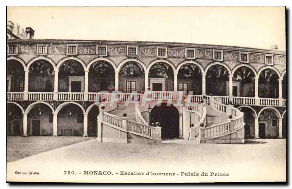 Mônaco - Escadaria de Honra - Palácio do Príncipe — Edição Giletta, n° 750 - Frente