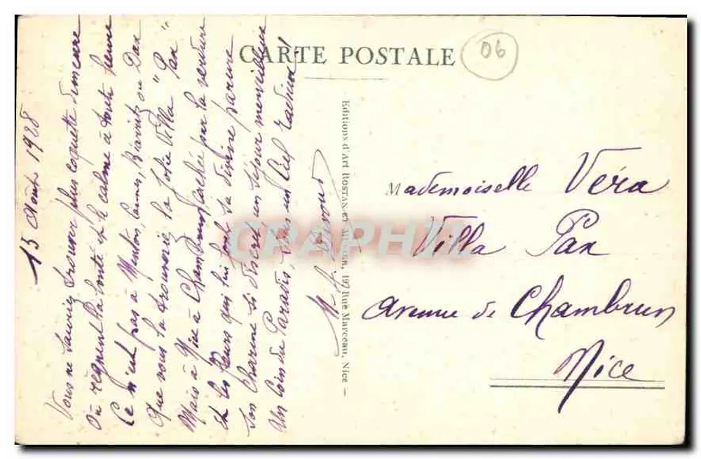 Nice - Jetée Promenade — Éditions d'Art Hosseau, n° 37 - Verso