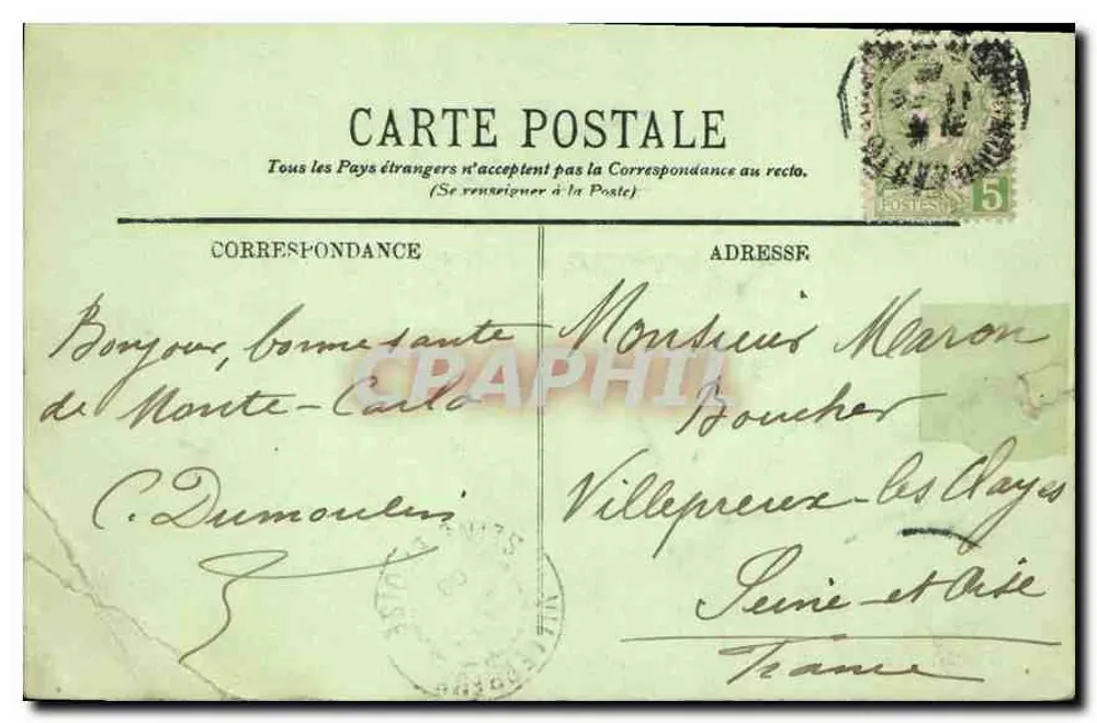 Monte-Carlo — Ansicht des Casinos und der Terrassen — LL. n°87 - Rückseite