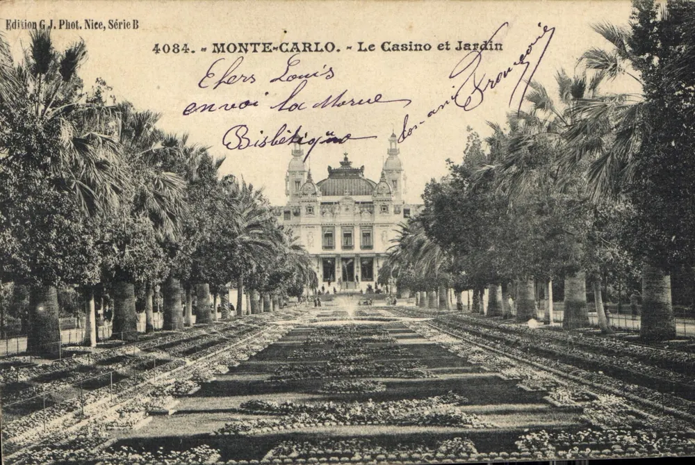 Monte-Carlo — Das Casino und der Garten — Ausgabe G.J. Phot. Nice, Serie B, n°4084 - Vorderseite