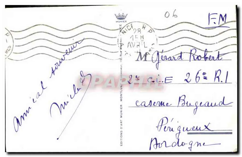 Nice - Entrada do Porto e Mont-Boron — editor Munier, n°61 - Verso