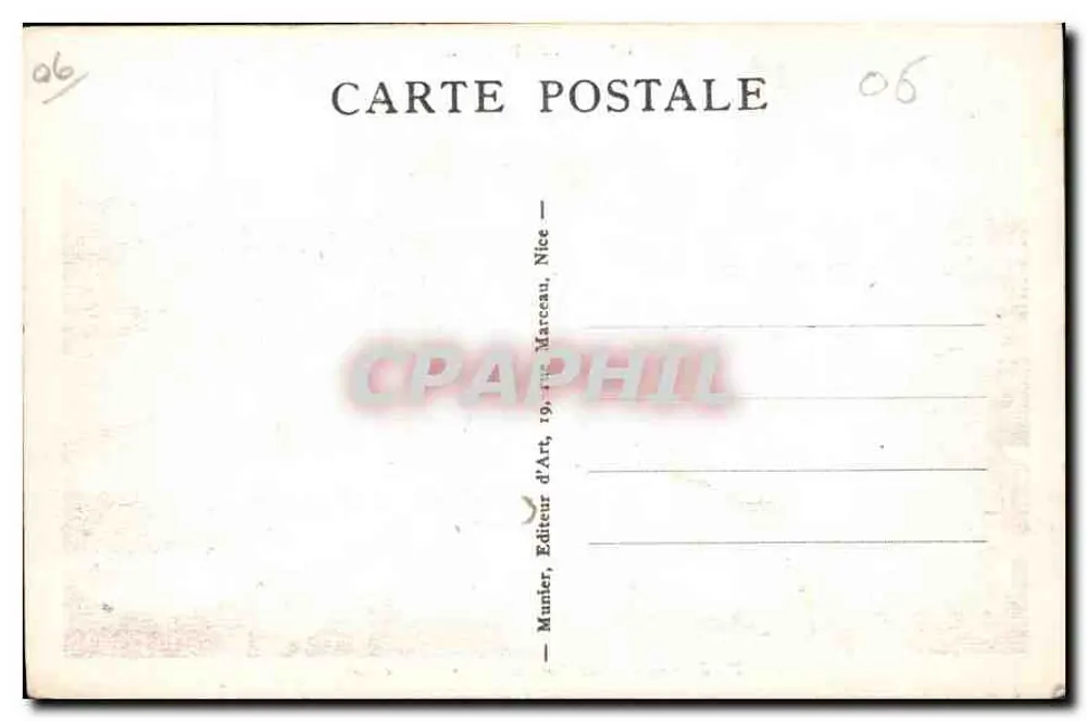 CANNES — Der Hafen und der Mont Chevalier — Munier, Kunstverlag, Nice - Rückseite