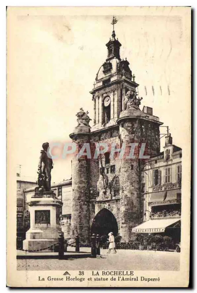 La Rochelle — Die Große Uhr und Statue des Admirals Duperré — n°38 - Vorderseite