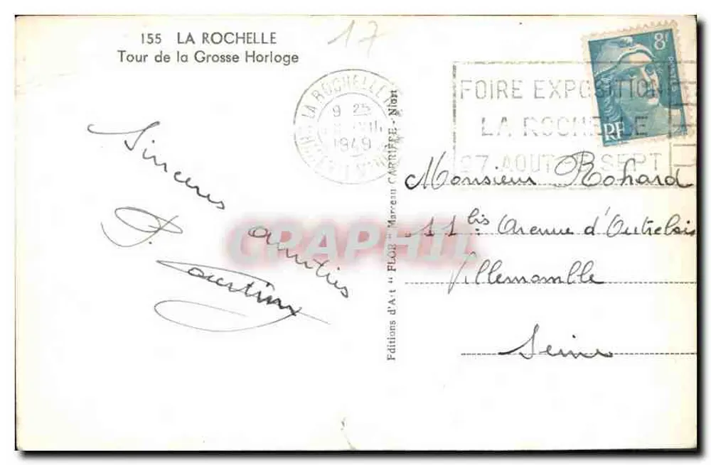 La Rochelle — Tour de la Grosse Horloge — Éditions d'Art 'Flor' - Rückseite