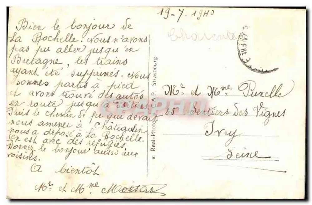 La Rochelle — La Tour Saint-Nicolas — Eingang zum Hafen — Verlag Real-Photos, Nr. 230 - Rückseite