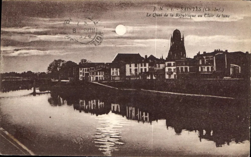 Saintes (Charente-Inférieure) — Der Quai de la République unter dem Mondlicht — J. N. - 3. - Vorderseite
