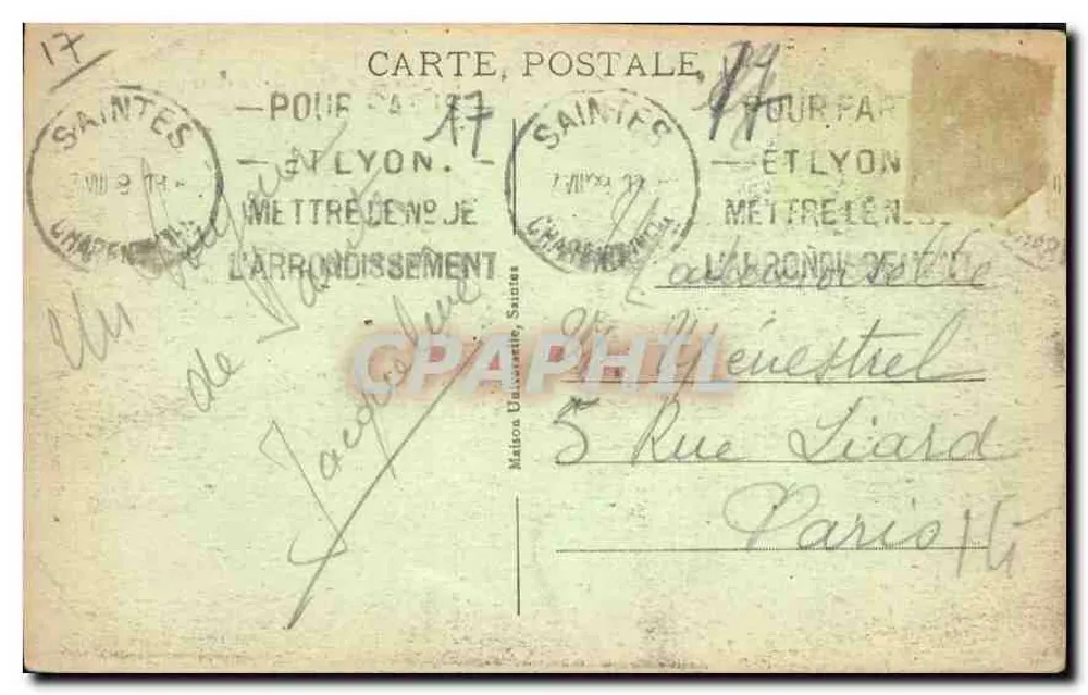 Saintes (Charente-Inférieure) — Der Quai de la République unter dem Mondlicht — J. N. - 3. - Rückseite