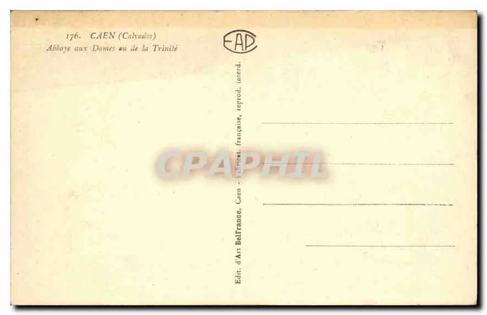 Abtei der Domen der Trinity — Caen — Verlag Art Bell, Caen - Rückseite
