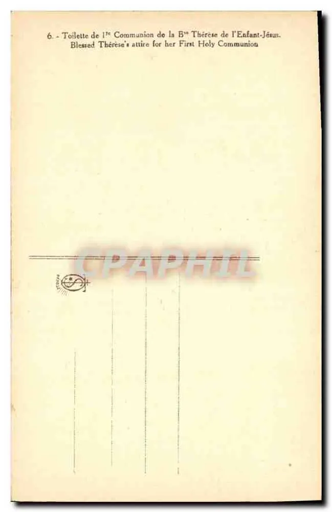 Erstkommunionkleid der Béthérèse des Kindes Jesu — Serie 6 — Verlag nicht sichtbar - Rückseite