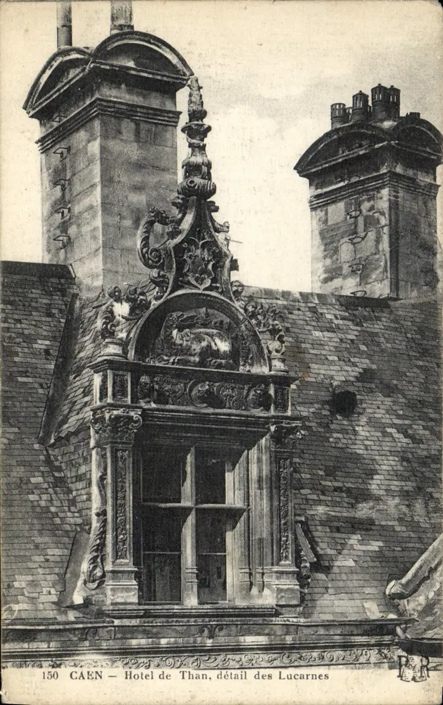 Caen — Hôtel de Than, Detail der Schornsteine — Verlag P.R. n°150 - Vorderseite