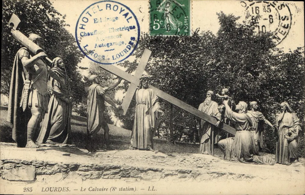 Lourdes — O Calvário (8ª estação) — LL. — Editor L. Ross - Frente