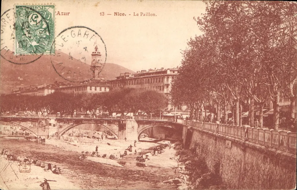 Nice - Le Paillon — vista do rio e do ponte, editor Azur, n°13 - Frente