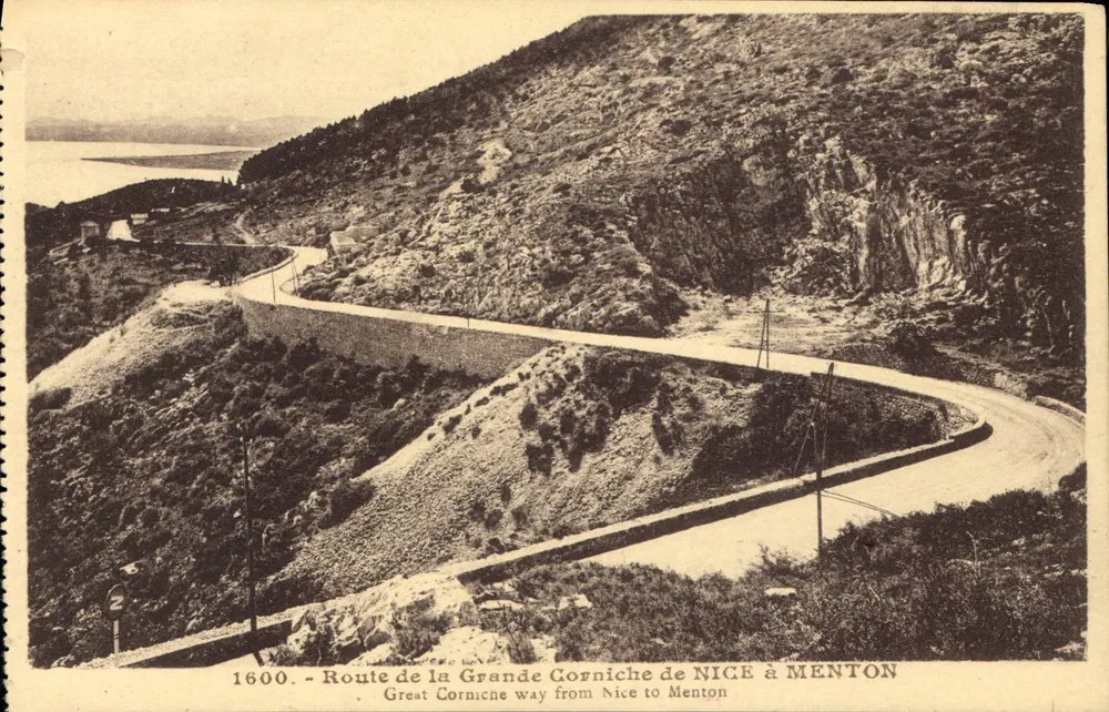 Rodovia da Grande Corniche de NICE a MENTON — J. GILLETTA Edit. Phot. — n° 1600 - Frente