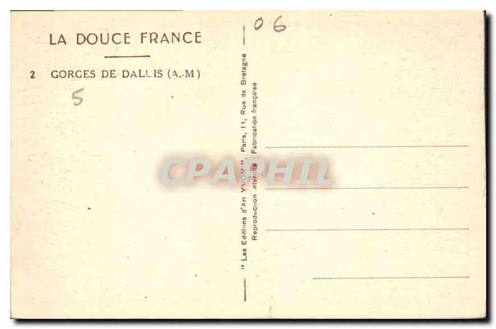 Gorges de Dalluis — Frankreich — Kunstverlag Yvon - Rückseite