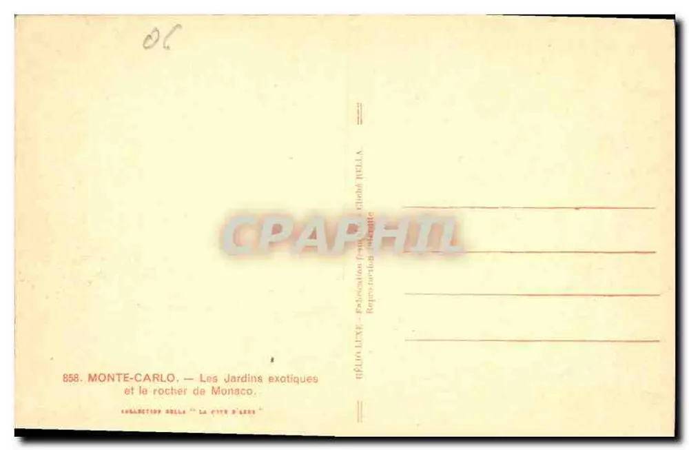 Monte-Carlo — Exotische Gärten und der Felsen von Monaco — Verlag Héloïse Lefèvre, Sammlung 'La Côte d'Arles' - Rückseite
