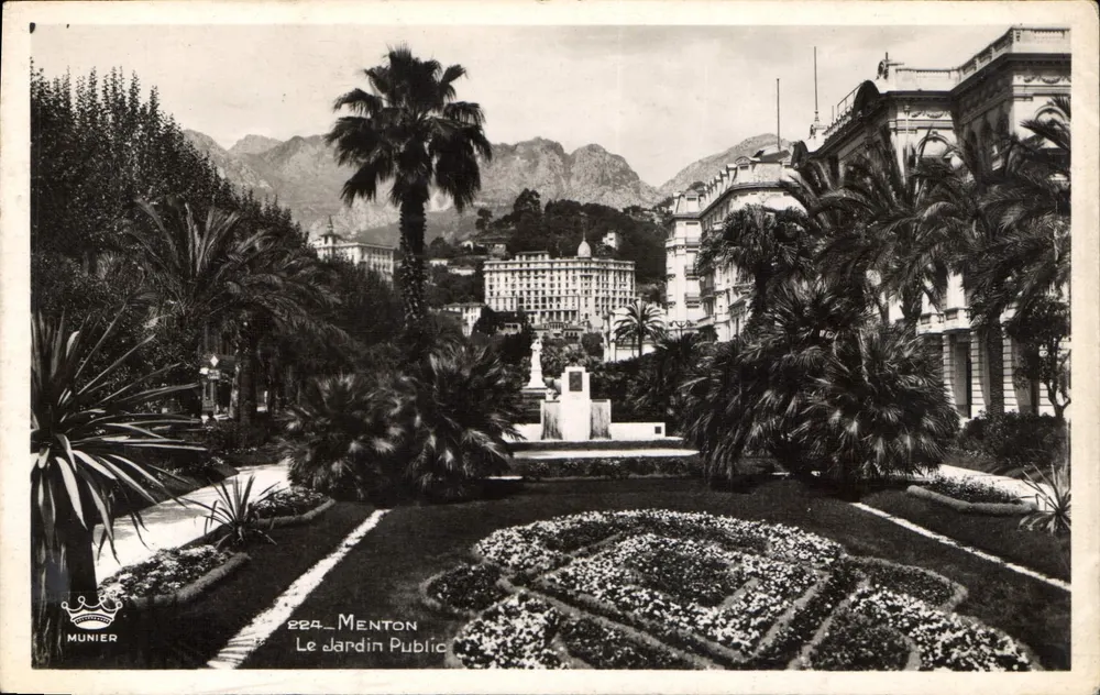 Menton — Vista do Jardim Público — Munier, n° 224 - Frente