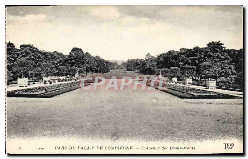 Park des Palastes von Compiègne — Avenue des Beauz-Monts — ND hot. - Vorderseite