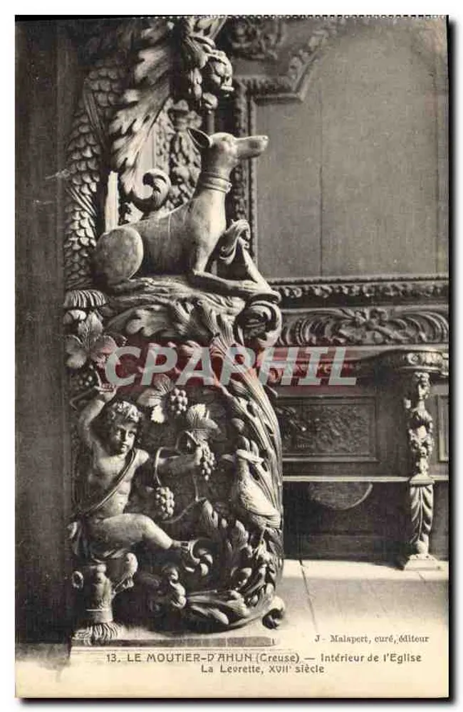 Le Moutier-d'Auhun (Creuse) — Innenansicht der Kirche, 17. Jahrhundert — J. Malapert, Pfarrer, Verlag - Vorderseite
