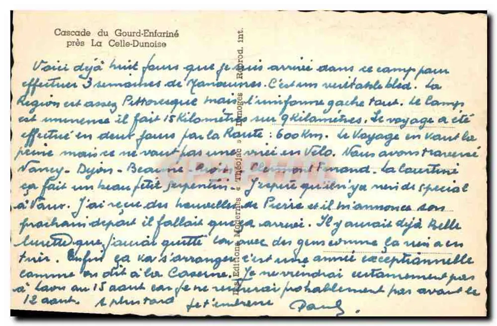 Wasserfall Gourd-Enfariné — nahe La Celle-Dunoise — La Creuse Illustrée - Rückseite