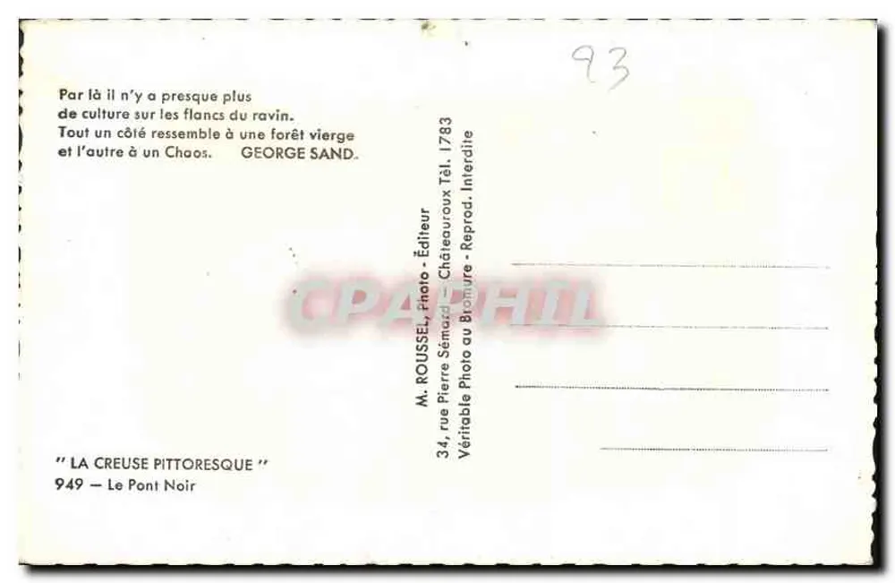 A Creuse pitoresca — O Ponte Negro — Sr. ROUSSEL, Editor - Verso
