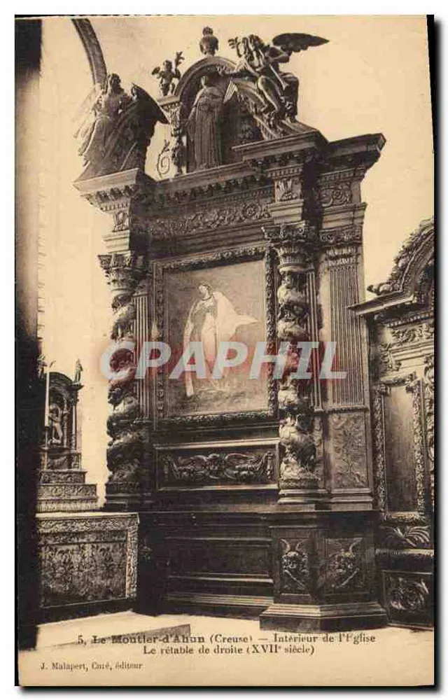 Montlher-d'Ahun (Creuse) — Innenansicht der Kirche — Das rechte Altarbild (17. Jahrhundert) — J. Malapert, Pfarrer, Verlag - Vorderseite
