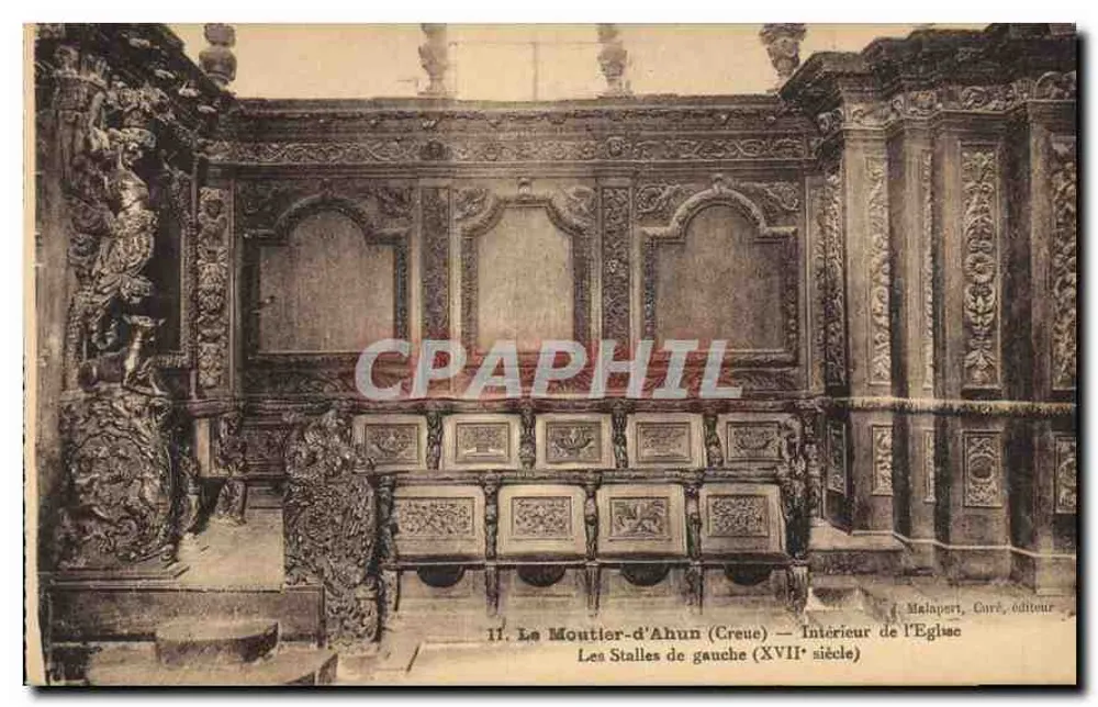 Le Moutier-d'Aun (Creuse) — Innenansicht der Kirche, die linken Stühle (17. Jahrhundert) — Malapert, Carré, Verleger - Vorderseite