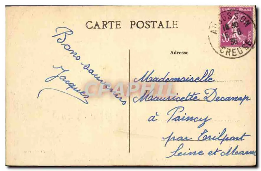 Aubusson (Creuse) — Castelo de Saint-Maixent — Edit. Charriera - Verso