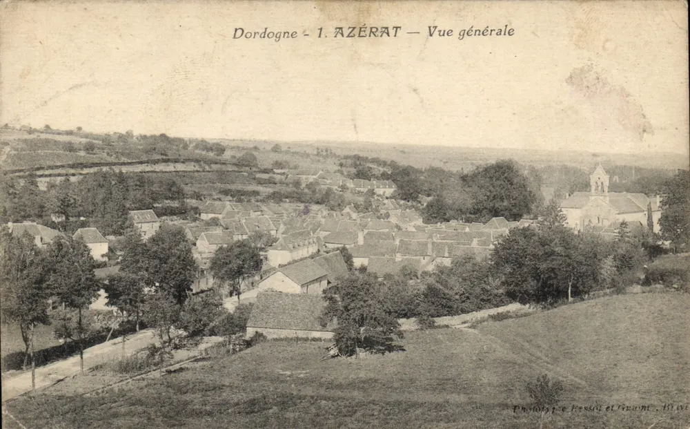 Dordogne - 1. AZÉRAT — Vista geral — Fototipia J. Bessot et Cie, Toulouse - Frente