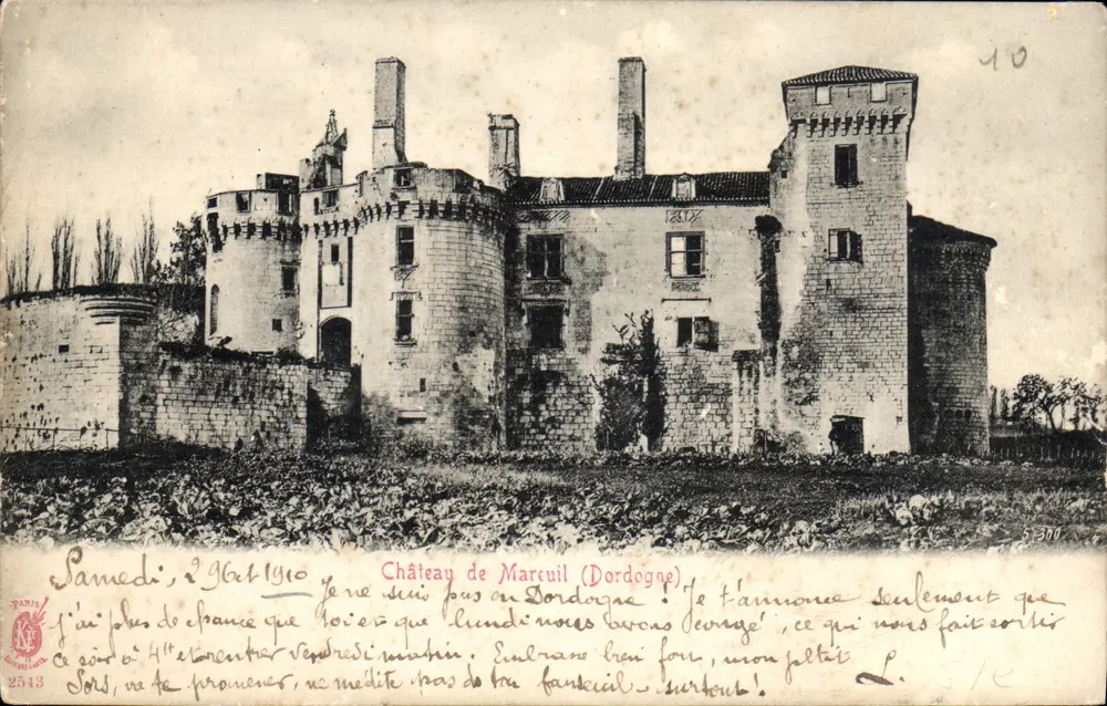 Castelo de Marcueil (Dordogne) — vista do castelo em ruínas — editor Paris, n° 2543 - Frente