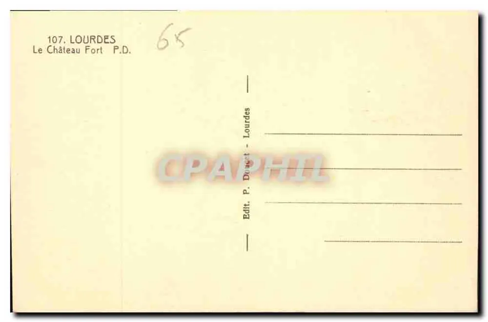 Lourdes — Het Sterkste Kasteel — Uitgever P. Diacet, n° 107 - Achterkant