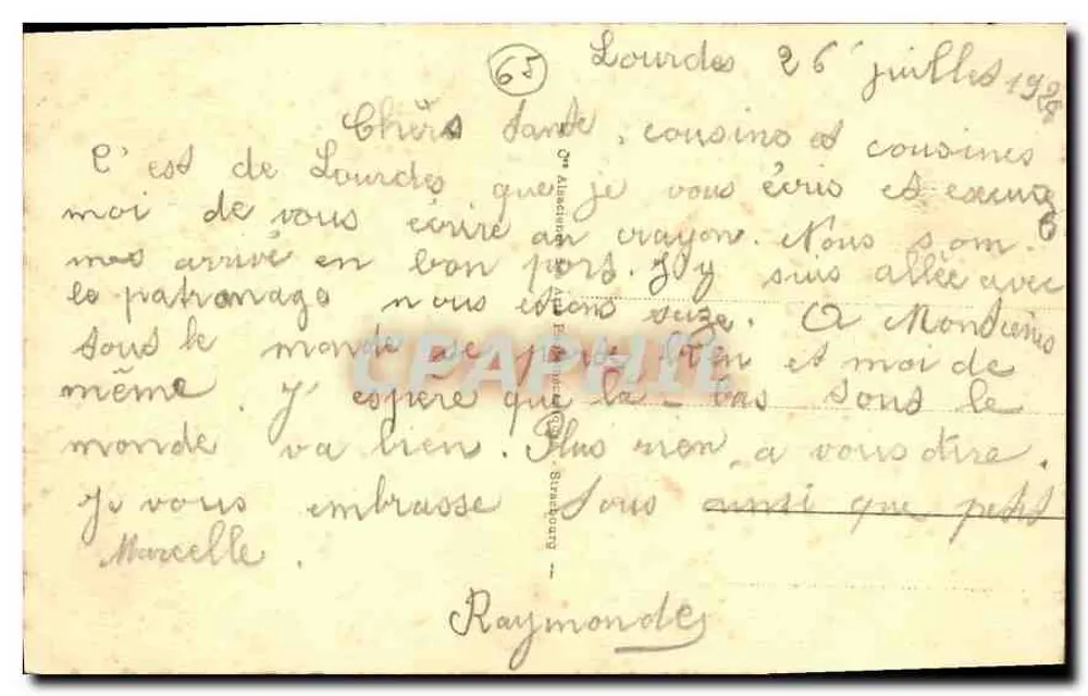 Lourdes - A Gruta — editor GORTIE, n° de série 160 - Verso