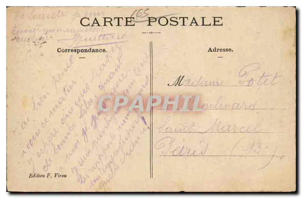 LOURDES — Vista panorâmica — Edição F. Viron n°312 - Verso