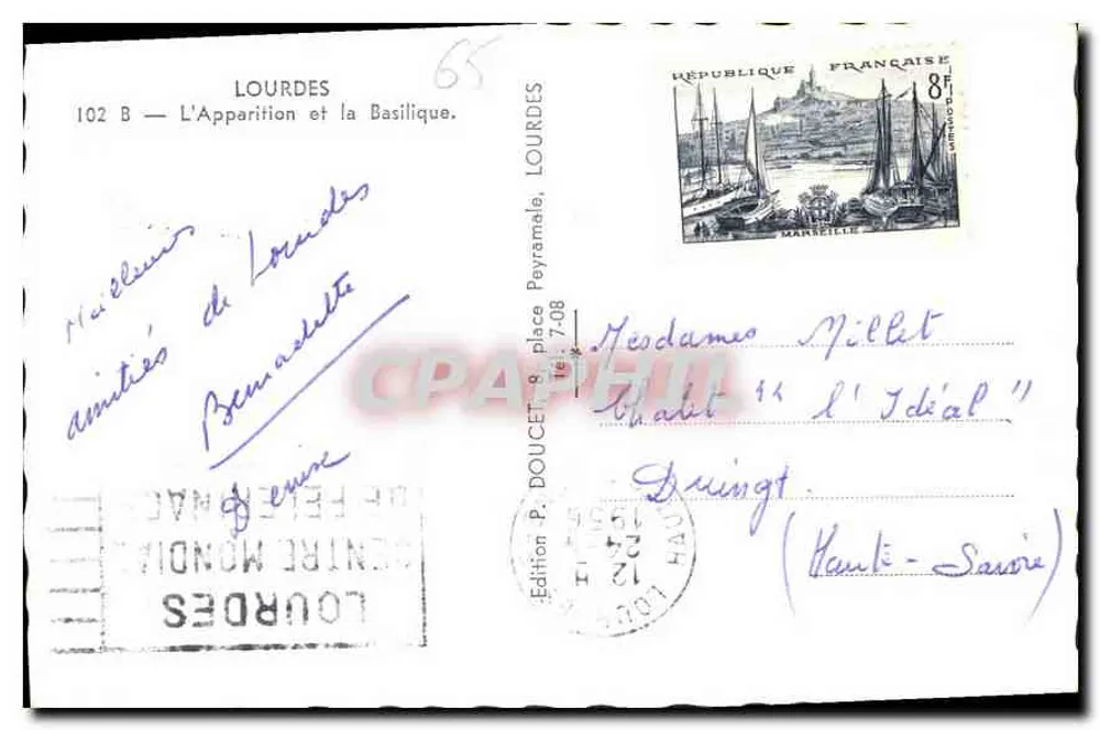 Lourdes — Aparecida e Basílica — Edição P. Doucet - Verso