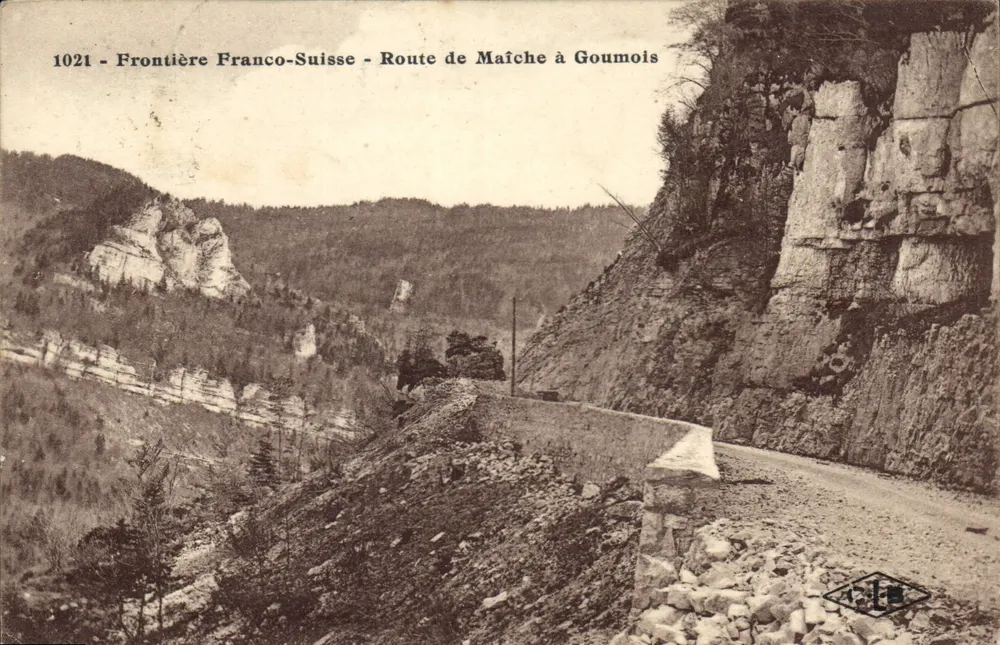 Grenze Frankreich-Schweiz — Route von Maîche nach Goumois — Verlag: C. Lévy, Nr. 1021 - Vorderseite