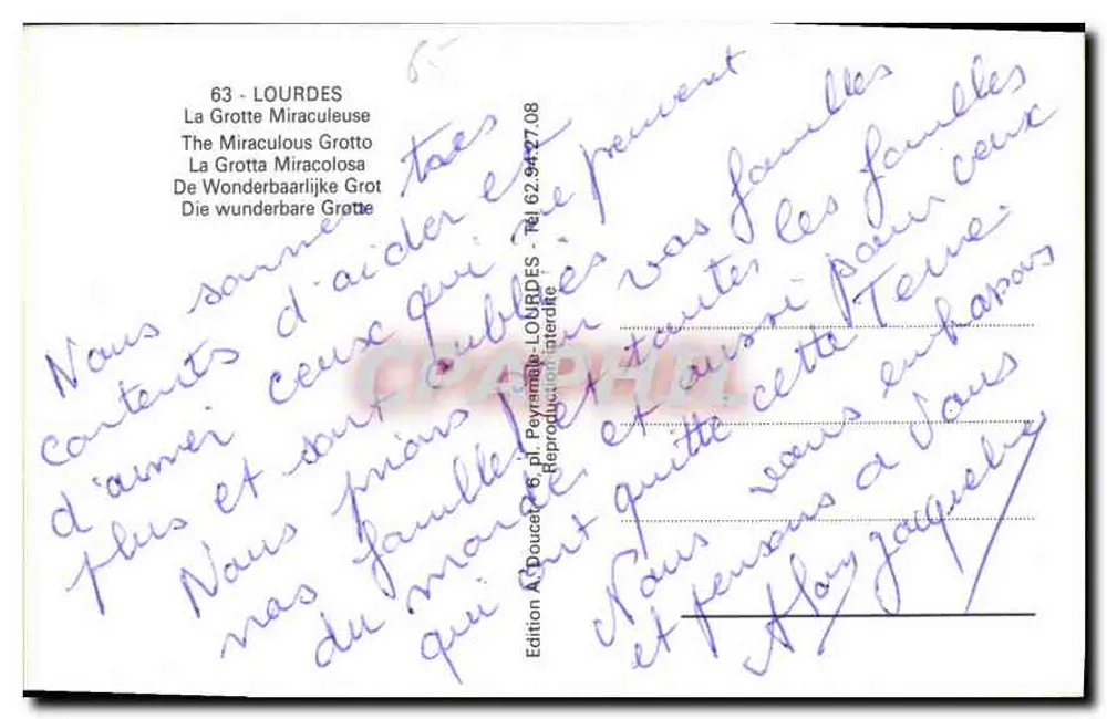 Gruta de Lourdes — Nossa Senhora de Lourdes — Edlux - Verso