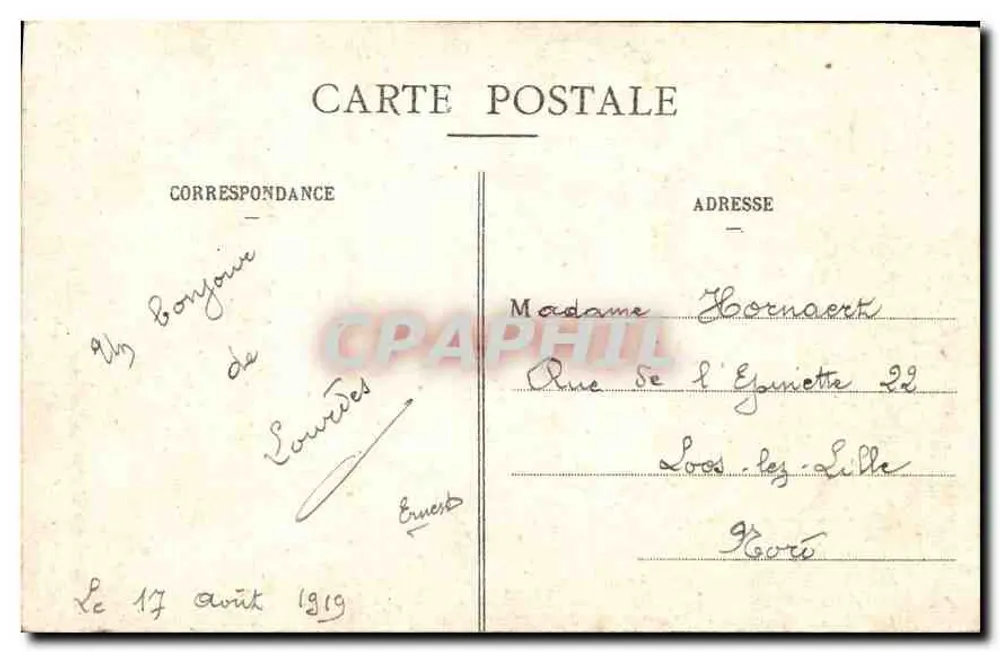 Lourdes - Die Basilika, Ansicht vom Schlossberg — Die Pyrenäen, Nr. 9 - Rückseite