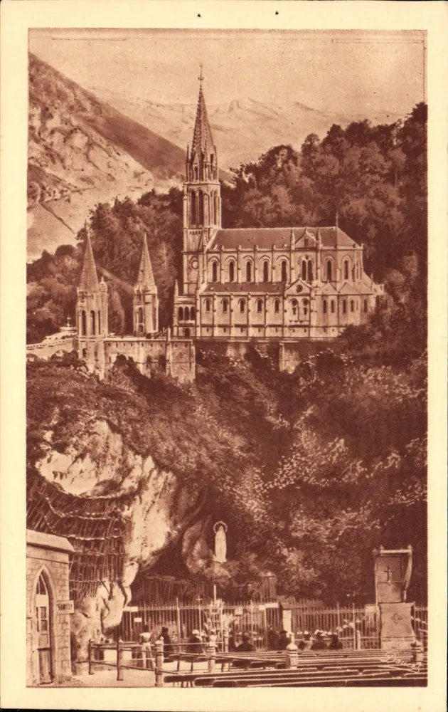 Lourdes — A Gruta e a Basílica — Edit. P. Doucet - Lourdes - Frente