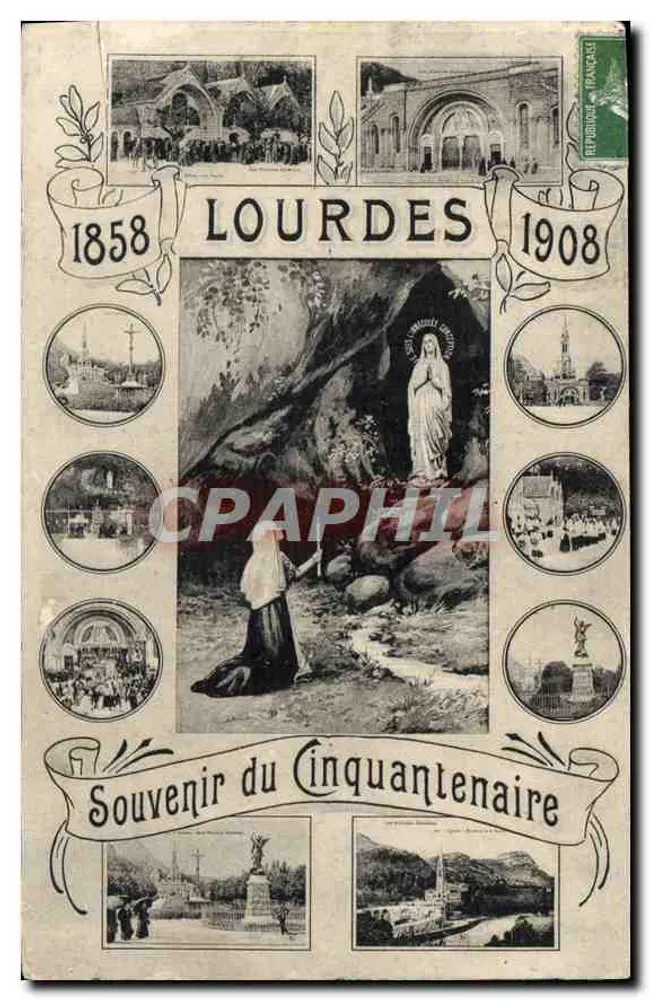 Lourdes — Souvenir do Cinquentenário 1858-1908 — Editor não visível - Frente