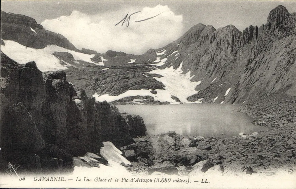 Gavarnie — Der Gletschersee und der Pic d'Astazou (3.080 Meter) — LL. - Vorderseite