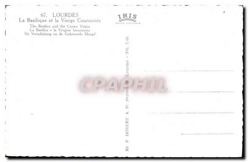 Lourdes — Basilika und Statue der Jungfrau — Verlag Edtex - Rückseite