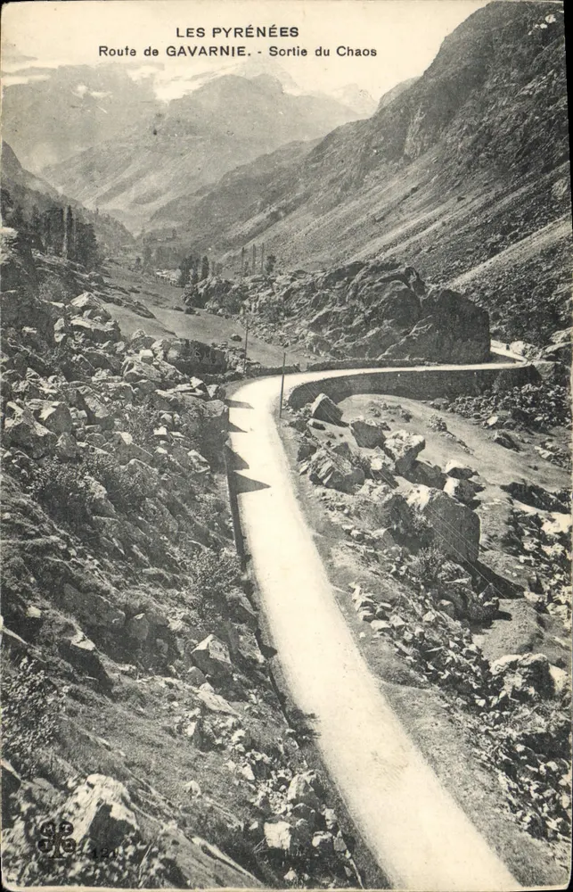 Os Pirineus — Estrada de Gavarnie, Saída do Caos — Editor não identificado, n° de série 424 - Frente
