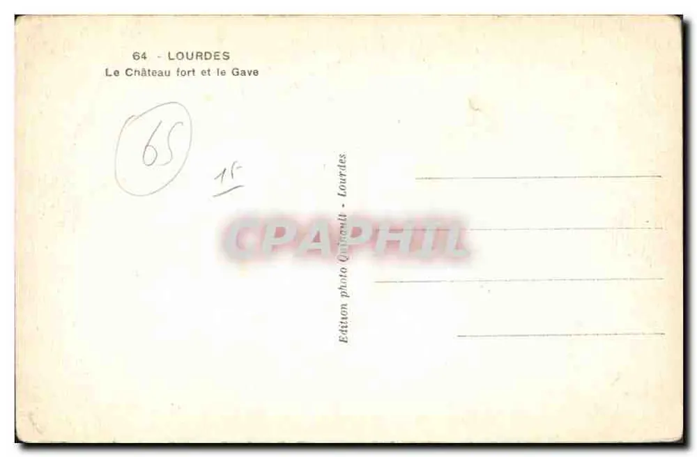 Lourdes — Das befestigte Schloss und der Gave — Édition photo Quinauili - Lourdes - Rückseite