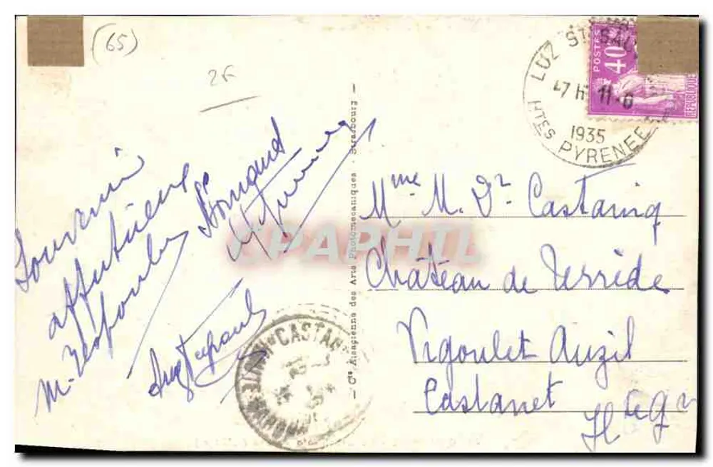 Gavarnie - A Brecha de Roland (2.804 m) — Bilhete postal antigo n°49 — editor ARB - Verso