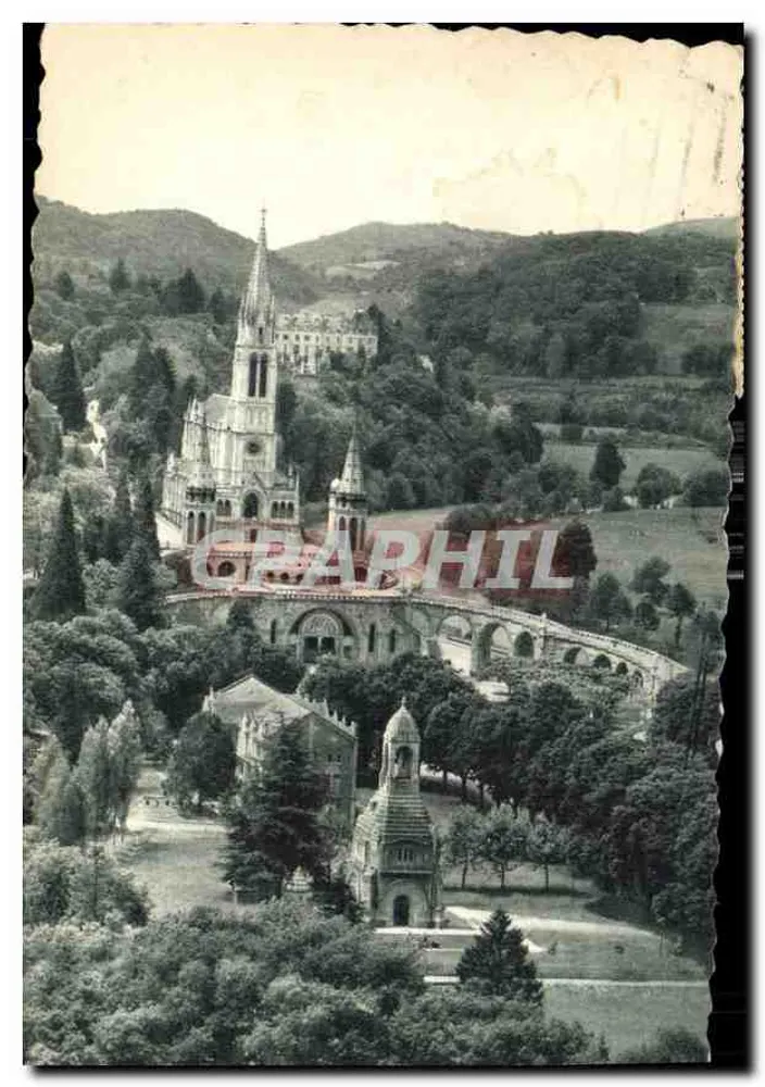 Lourdes — Ansicht der Basilika und des Gave Interallié — Éditions M. de Pyrénées - Vorderseite