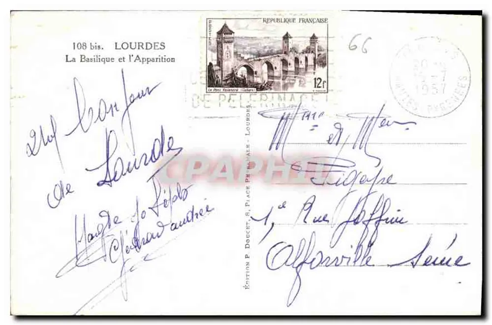 Lourdes — Aparecção da Virgem — Editor Eddy - Verso